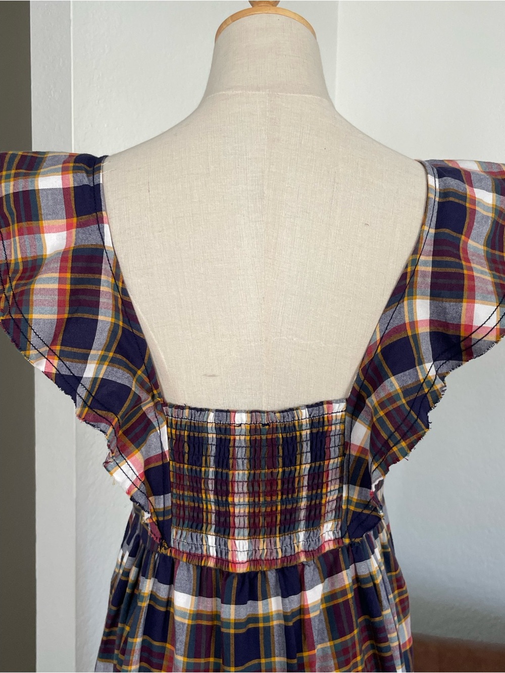Anthropologie Pilcro Plaid Flannel Flutter Sleeve Buttoned Tiered Midi Dress - Picture 7 of 11